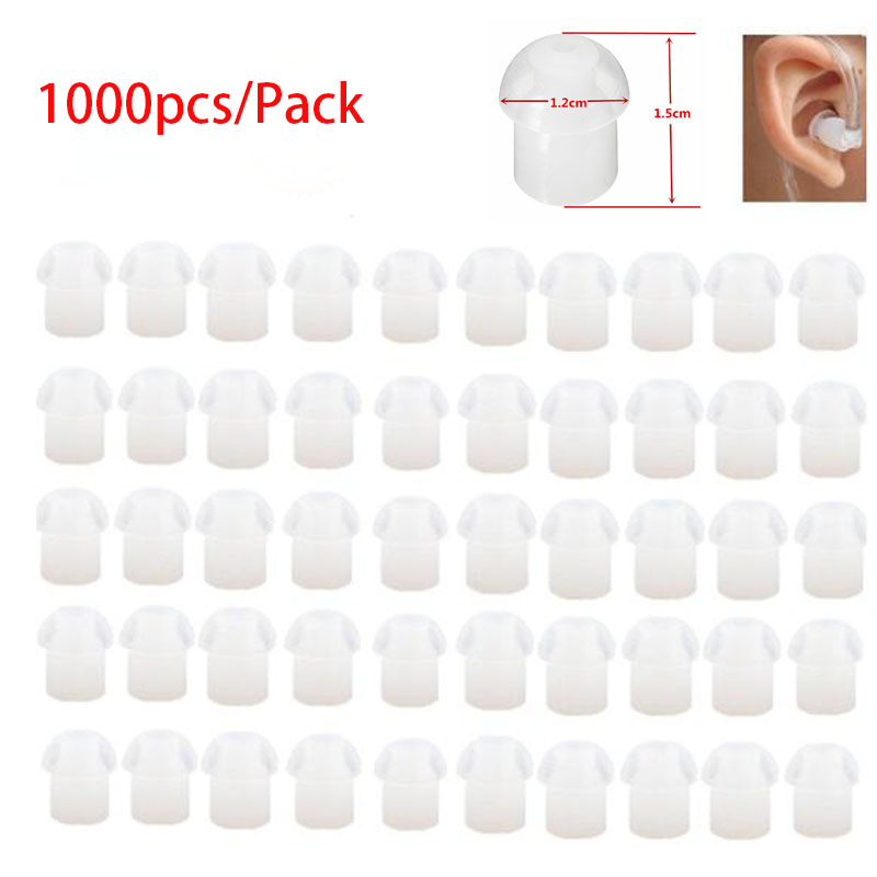 Silicone Ear Tip Replacement - 1000ชิ้นอะไหล่ซิลิโคนยางจุกหูฟังปลายหูสำหรับ FBI อะคูสติกคอยล์อากาศท่ออากาศ PTT หูฟังไมโครโฟนชุดหูฟัง