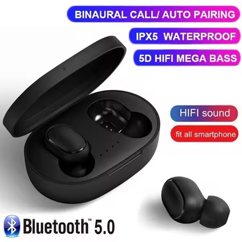 Bluetooth Headset On Ear - A6S TWS หูฟังไร้สายบลูทูธ 5.0 หูฟังระบบควบคุมแบบสัมผัสหูฟังพร้อมไมโครโฟนกีฬาชุดหูฟังกันน้ำสำหรับไอโฟน เสี่ยวมี่