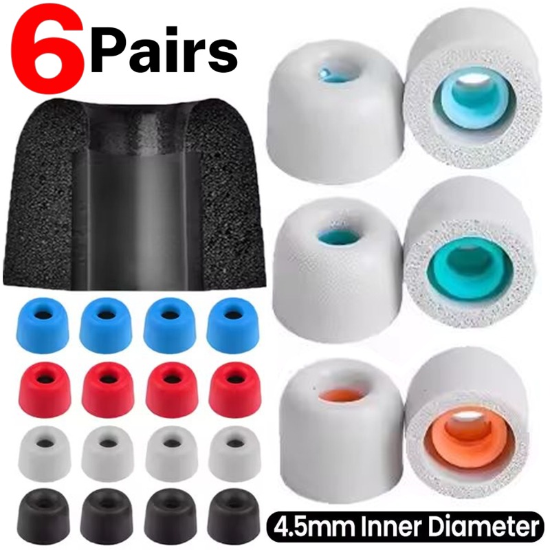 Earphone Foam Tip - 6/1 คู่ Soft Memory Foam หูฟังหูสําหรับหูฟังไร้สายหูฟังตัดเสียงรบกวนเปลี่ยน
