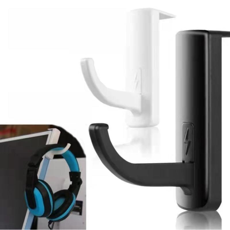 Headphone Stand Desk - ตะขอแขวนหูฟังแบบติดเอง ที่แขวนหูฟัง ตะขอแขวนแบบเทปสติ๊กเกอร์ สำหรับโต๊ะทำงาน จอคอมพิวเตอร์ ขาตั้งพลาสติก