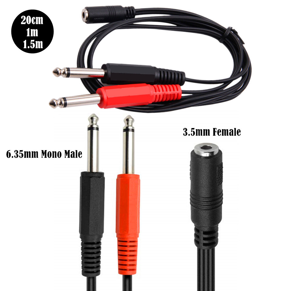 Audio Splitter Y - สายอะแดปเตอร์แปลง 6.35 มม. ตัวผู้ เป็น 2