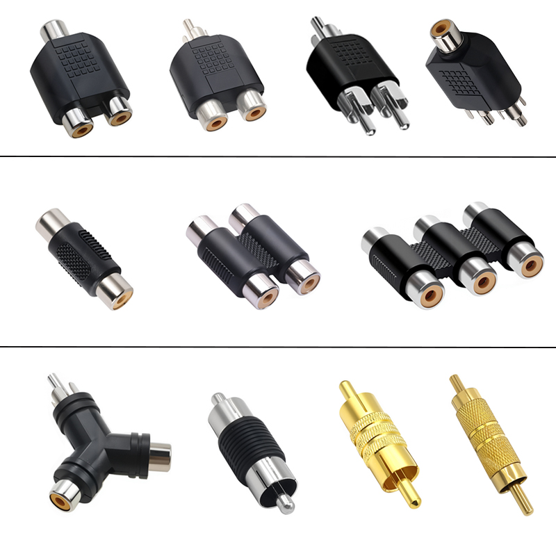 Audio Splitter Y - 5 ชิ้นแจ็ค RCA หญิงชายปลั๊กอะแดปเตอร์ RCA หญิงหญิง