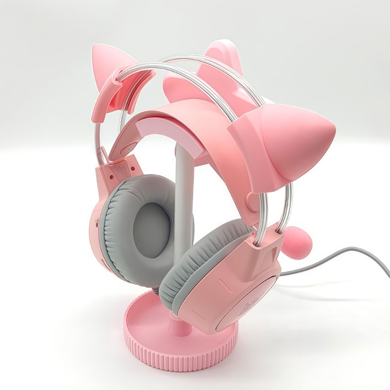 Headphone Stand Desk - แท่นวางหูฟังสำหรับโต๊ะทำงานพร้อมจอแสดงผลรูปดาว, ที่วางตกแต่งสำหรับใช้ในโฮมออฟฟิศและโต๊ะหอพัก F19E