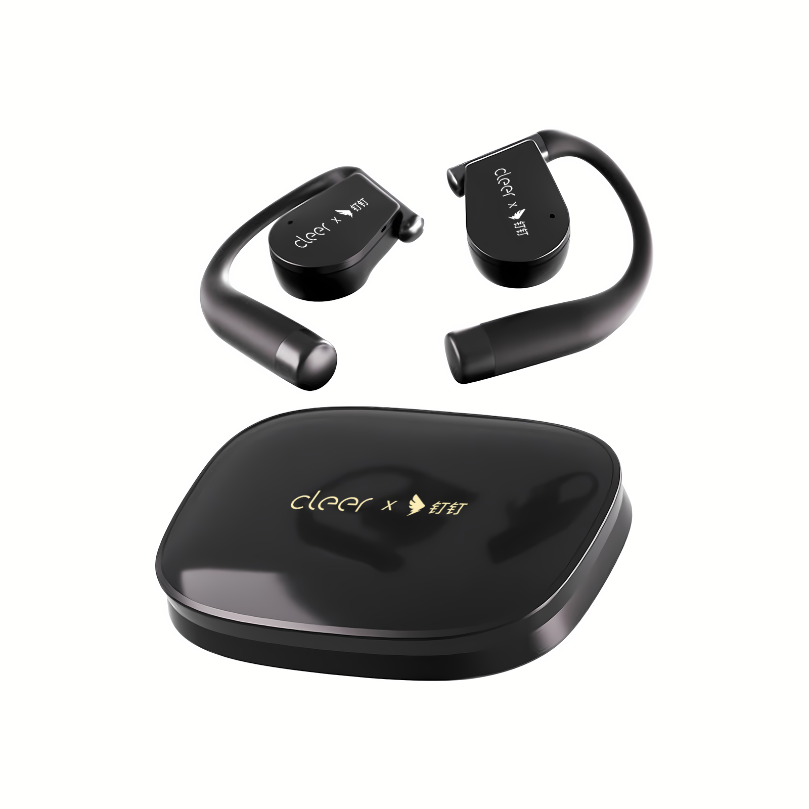 Earbuds Charging Case - หูฟัง DingTalk H1 AI, บันทึกเสียงแบบเปิดหูและแปลงเป็นข้อความแบบเรียลไทม์, สรุปการประชุมและแปลภาษาด้วย