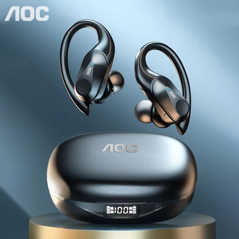 Bluetooth Headset On Ear - ช้อยส์ AOC ชุดหูฟังกีฬาไร้สายบลูทูธ 6.0 หูฟังกันน้ำ LED