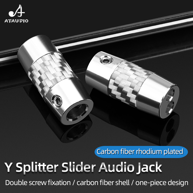 Audio Splitter Y - อะแดปเตอร์สายแจ็คสัญญาณเสียงชนิด Y คาร์บอนไฟเบอร์4ชิ้นอะแดปเตอร์สายสัญญาณเสียงสำหรับลำโพงช่องเสียบสายสัญญาณเสียงขนาด6.0มม. ถึง3.5มม. สำหรับอัพเกรดสายหูฟัง