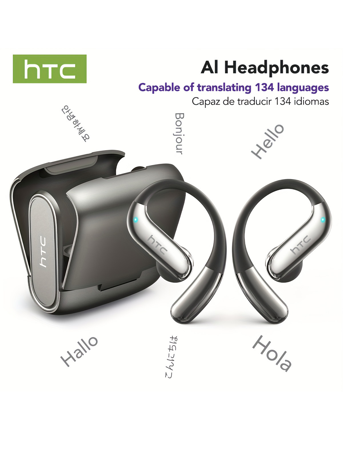 Noise Cancelling Headphone - หูฟังบลูทูธแบบเปิดหู HTC เล่นได้ 30 ชั่วโมง หูฟังไร้สายตัดเสียงรบกวน