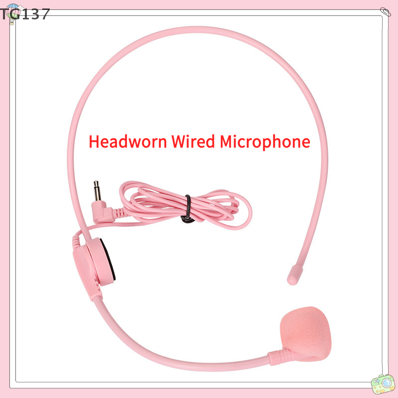 Wired Earphone Mic - ไมโครโฟนแบบมีสายติดศีรษะ ขนาด 3.5 มม. สีชมพู 1