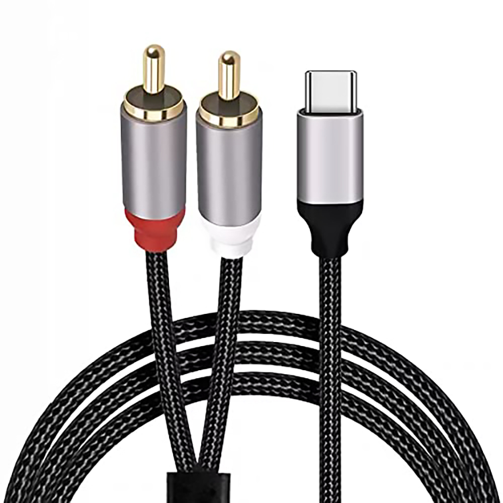 Earphone Splitter Jack - USB C ถึง 2 สายสัญญาณเสียง RCA,