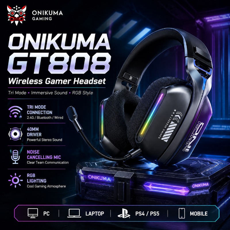 หูฟังเกมมิ่งไร้สาย ONIKUMA GT8 - Gaming Headset Rgb บทวิจารณ์และราคา